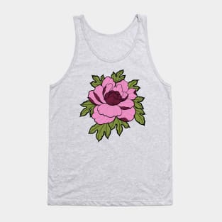 Peony flower tattoo style in colour Tank Top